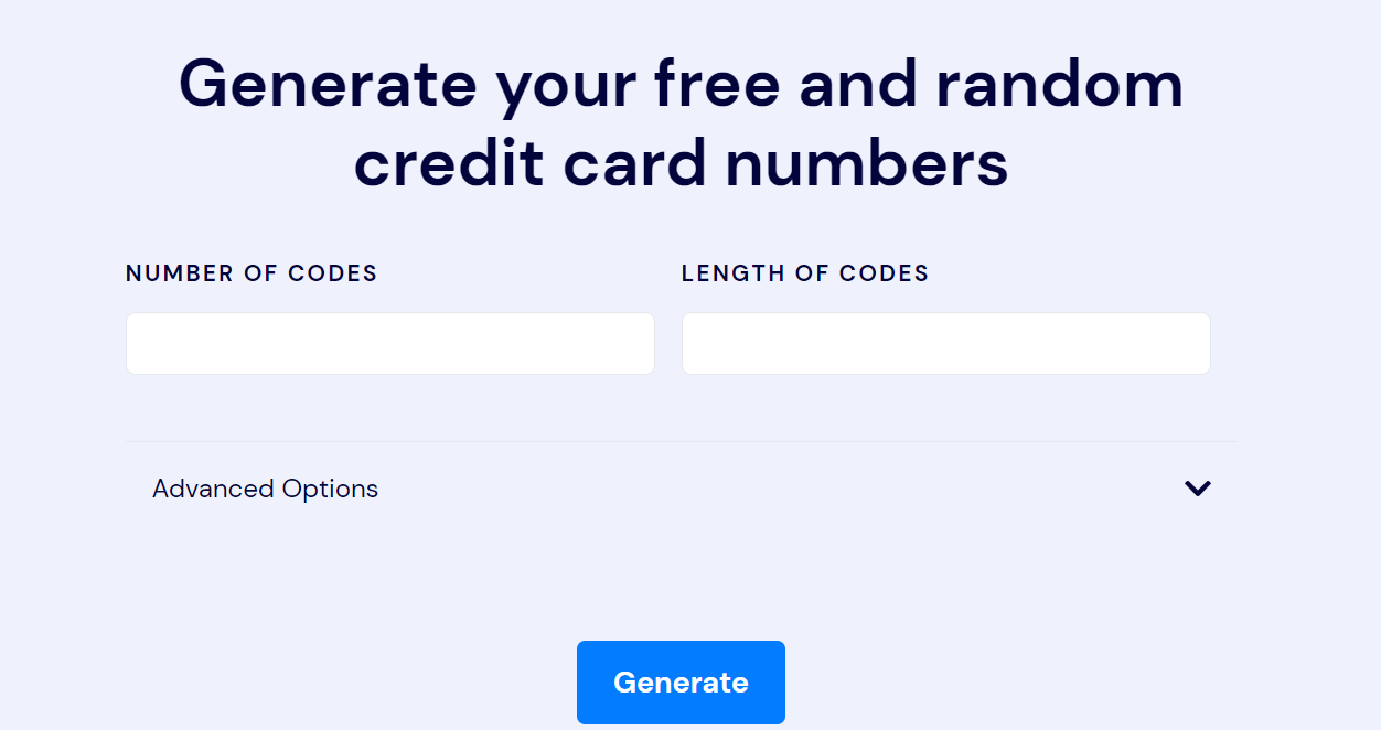 Generate Credit Card Zip Code