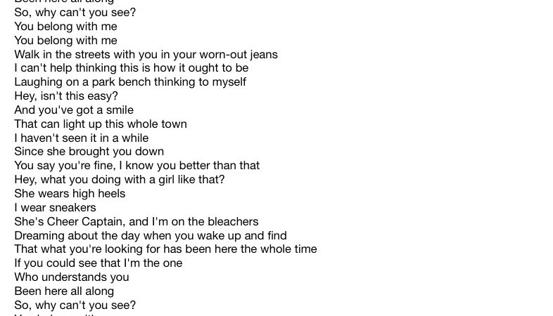 You Belong With Me Lyrics