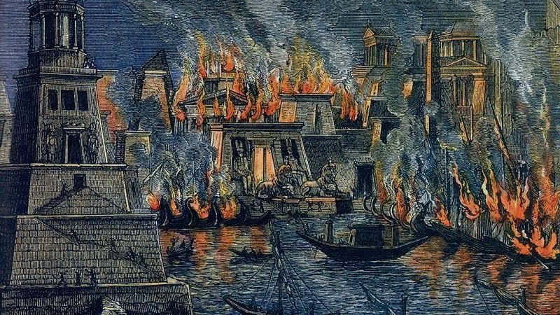 Library Of Alexandria Burning