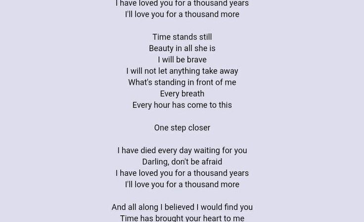 The Lyrics To A Thousand Years